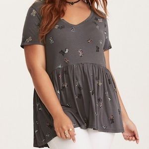 Grey V Neck Torrid Peplum Top